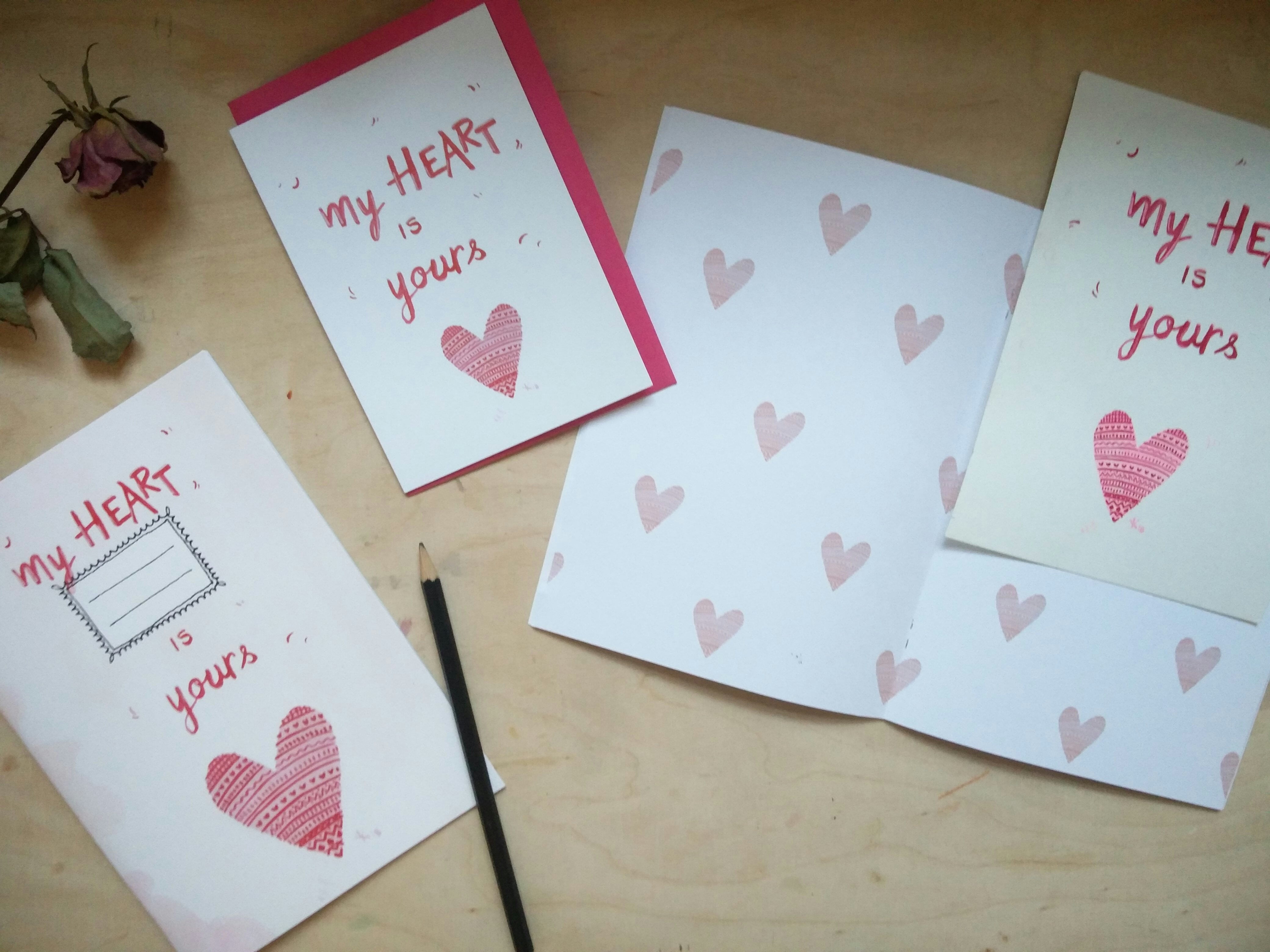 My heart is yours - Valentine's gift (card /handmade notebook)