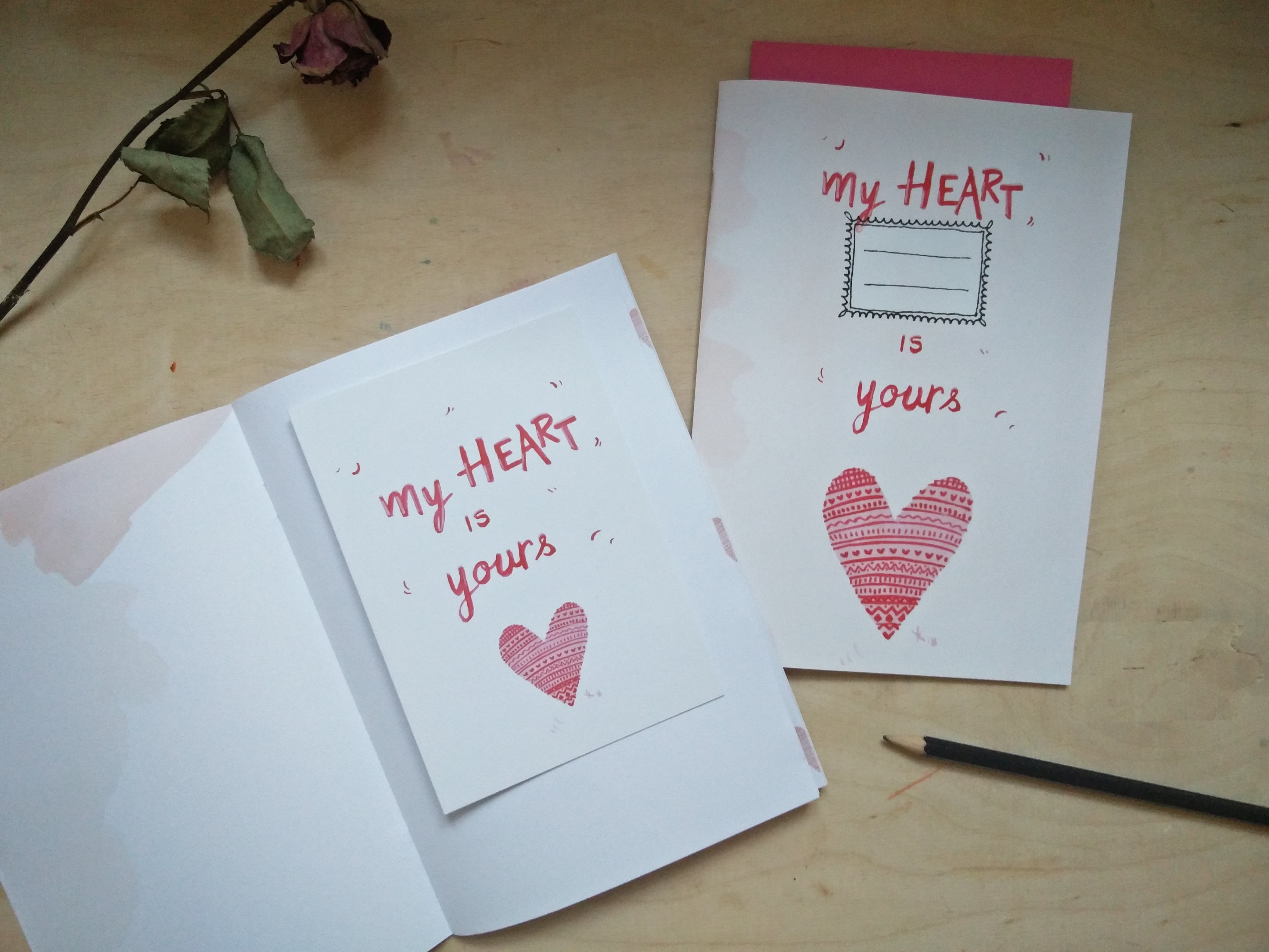 My heart is yours - Valentine's gift (card /handmade notebook)