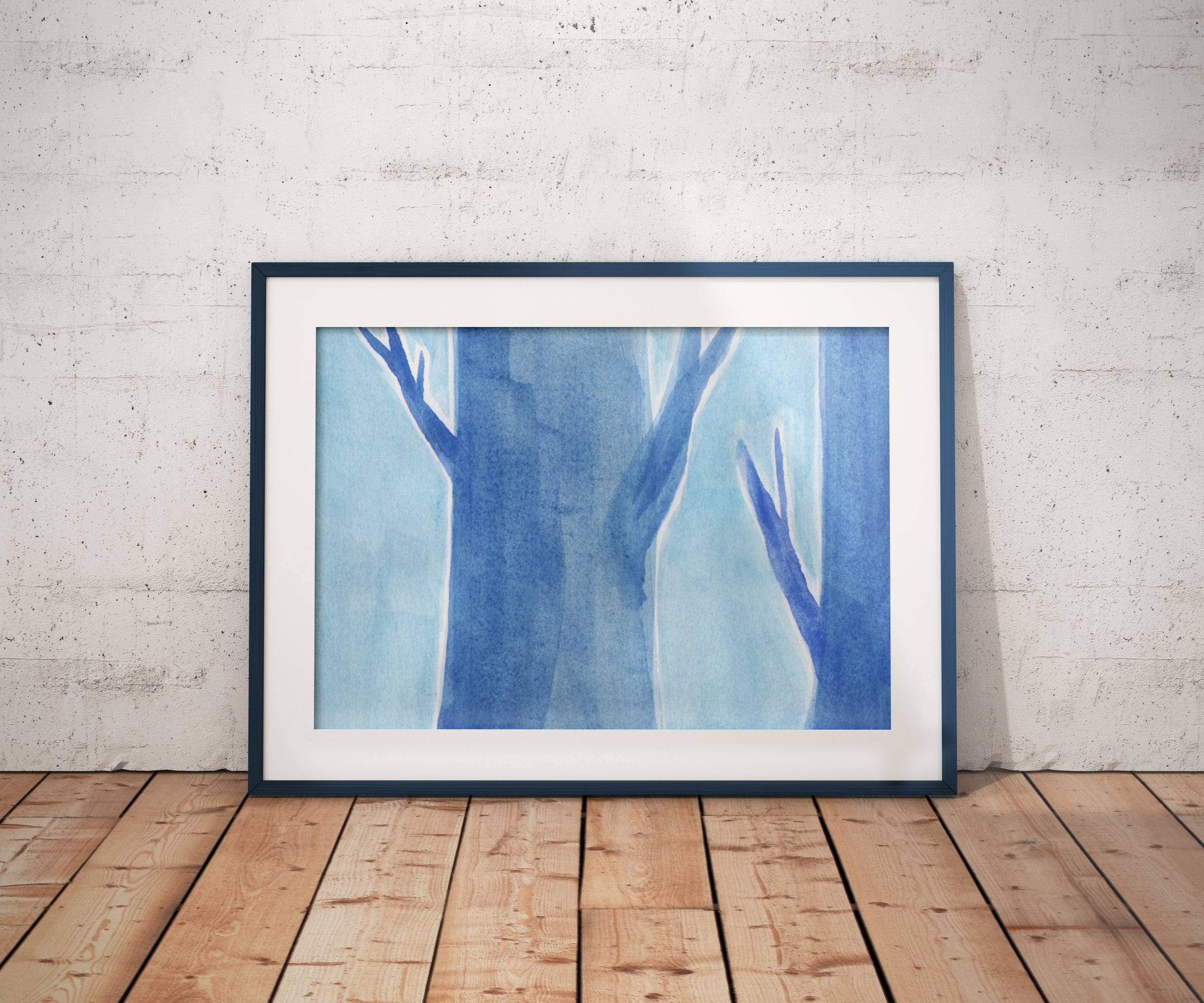 Monochromatic Trees - Watercolour - Art, Nature - Poster A4//A3
