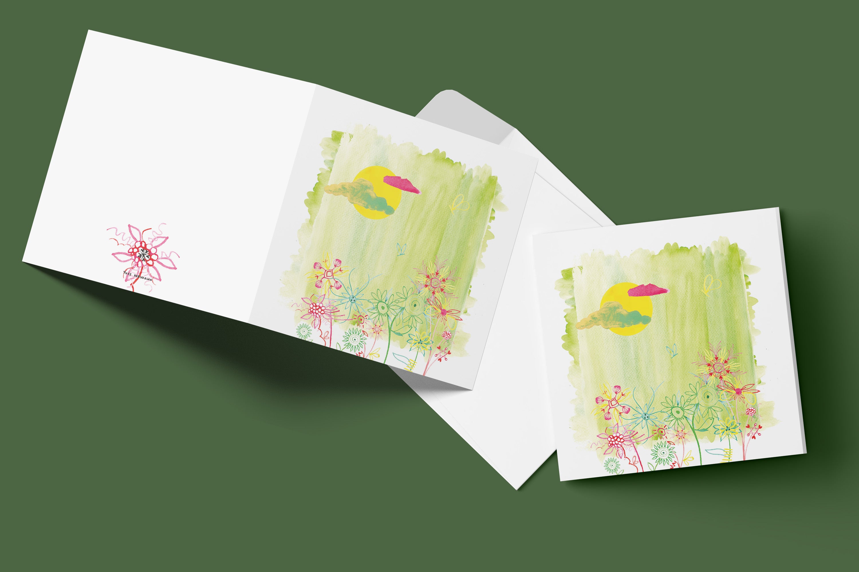 All year round greeting cards - Four Seasons Watercolour motifs with envelope