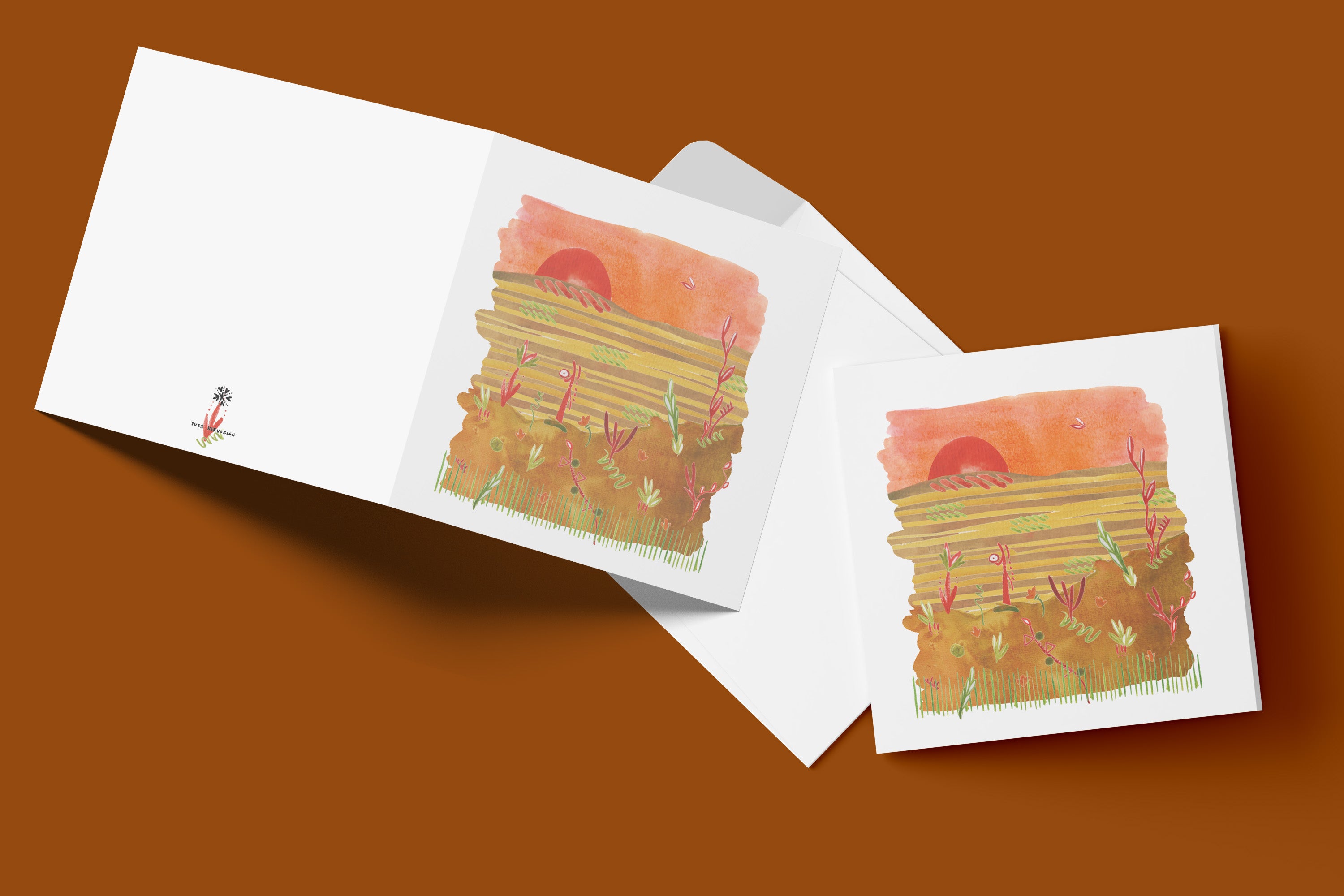 All year round greeting cards - Four Seasons Watercolour motifs with envelope