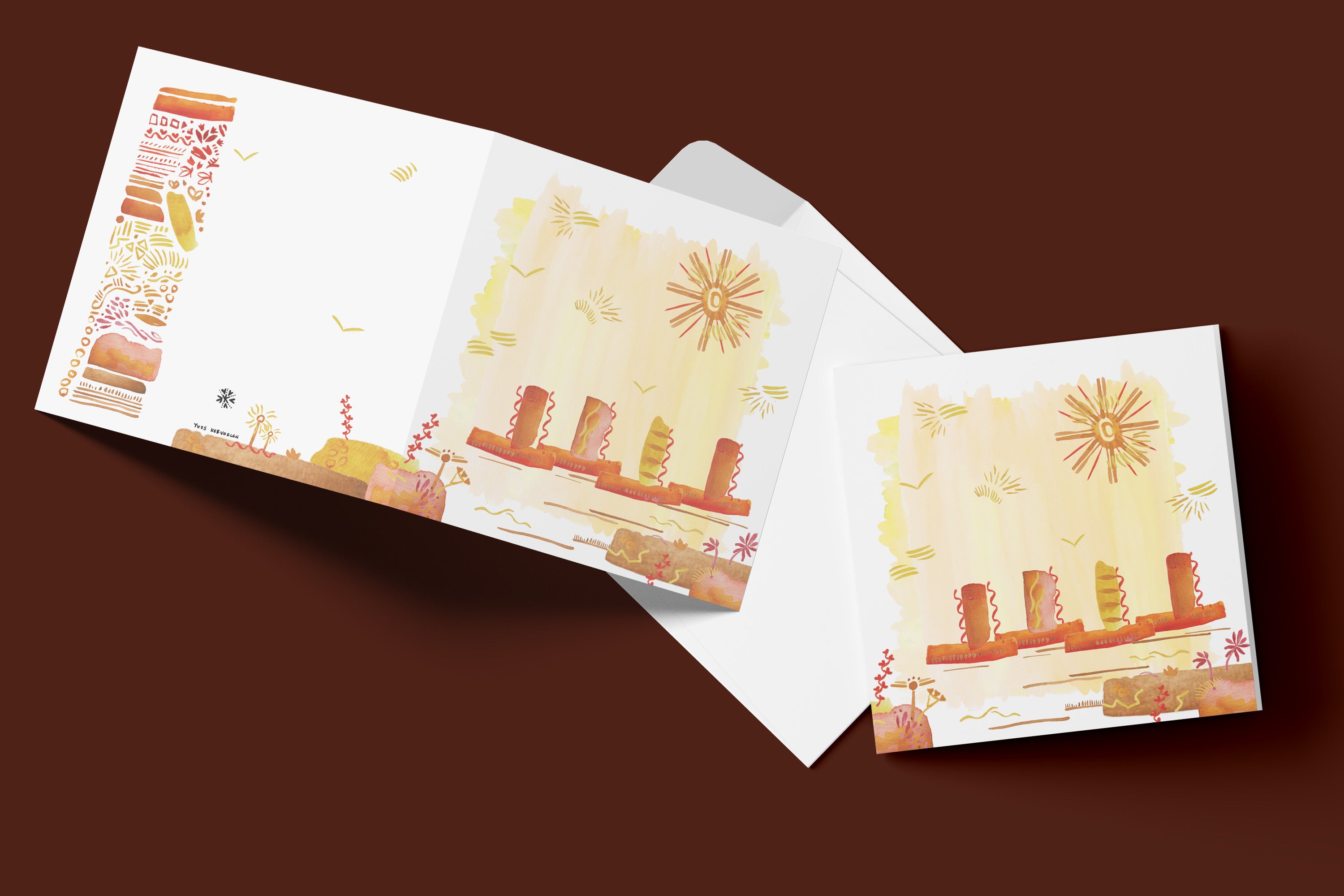 All year round greeting cards - Four Seasons Watercolour motifs with envelope