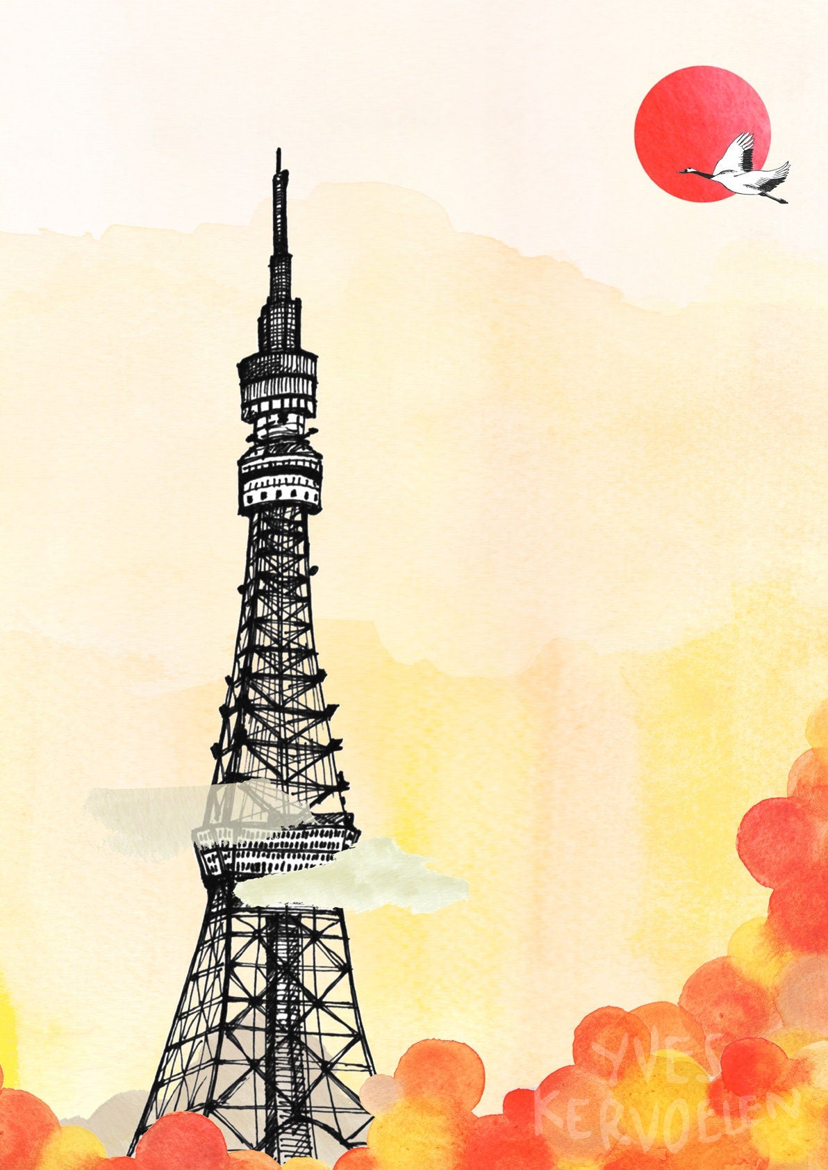 Tokyo Tower (Taro Tokyo) // A5-A2 // Poster, Architecture, Art.