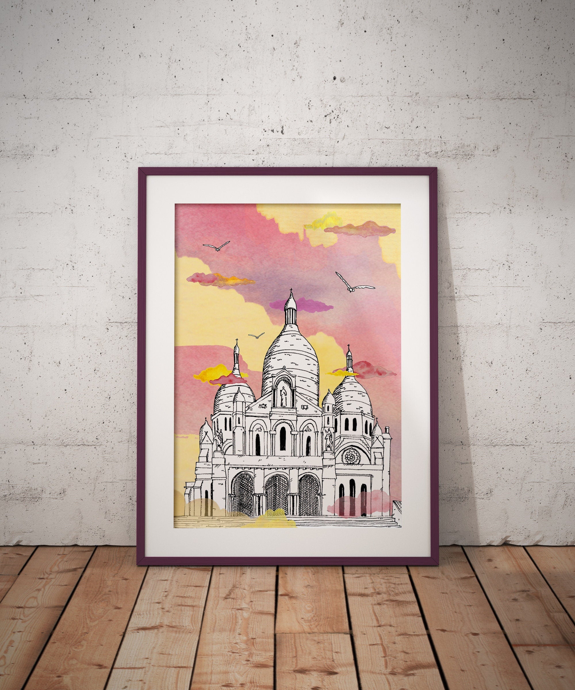 Sacré Coeur - Paris - France - A4/ A3 Poster, Architecture, Art.