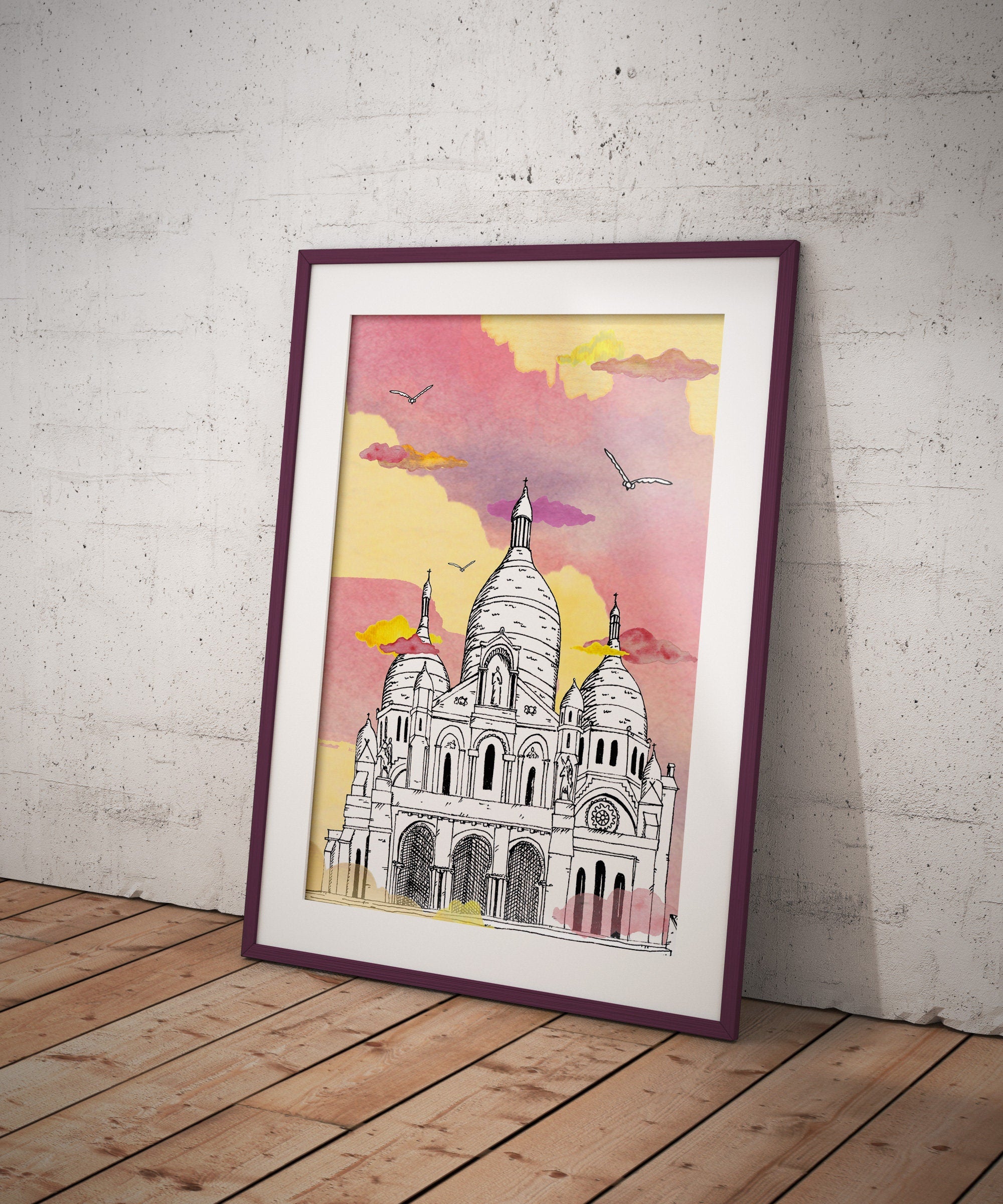 Sacré Coeur - Paris - France - A4/ A3 Poster, Architecture, Art.