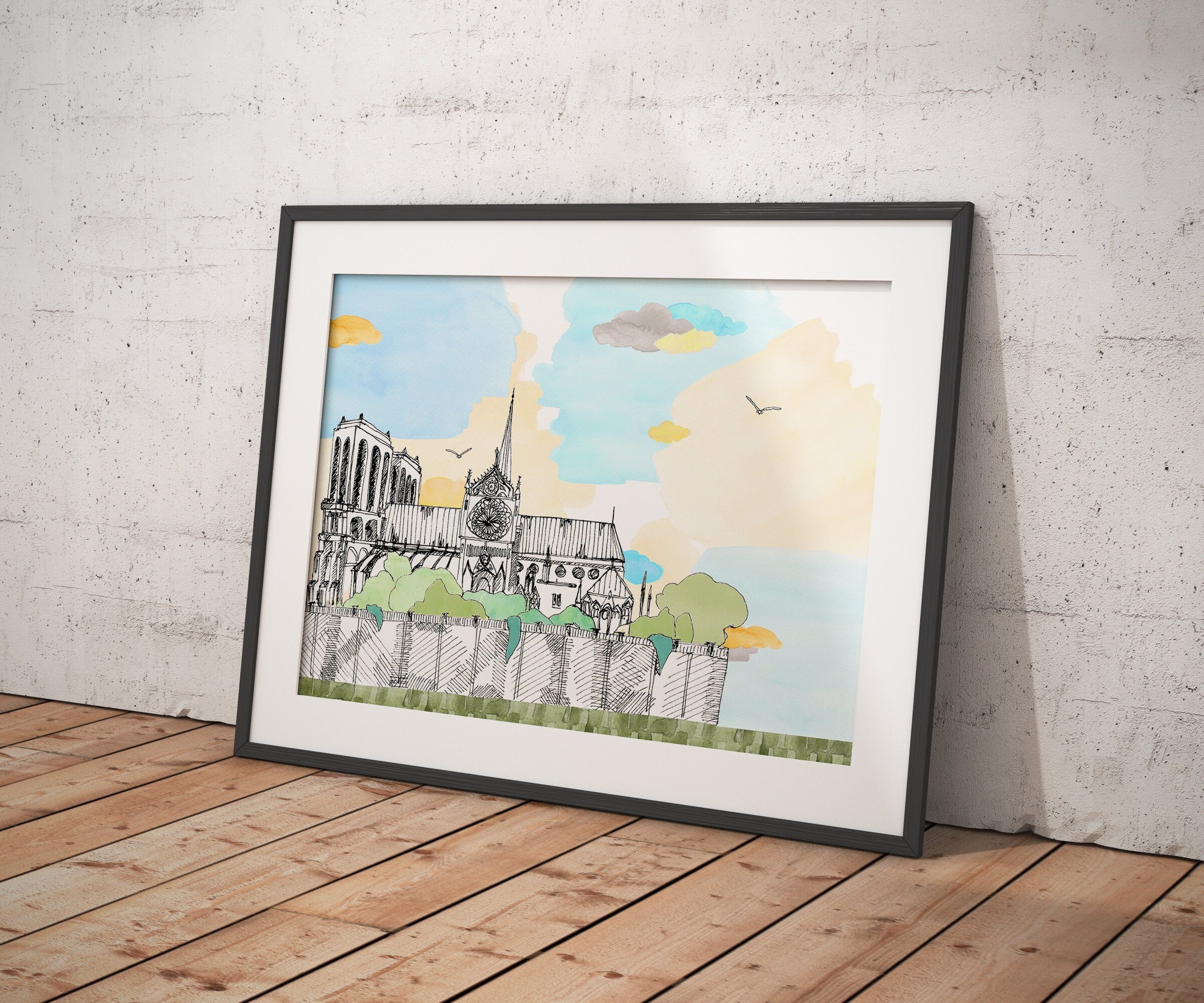 Notre Dame - Paris - France // A4-A3 // Poster, Architecture, Art.