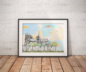 Notre Dame - Paris - France // A4-A3 // Poster, Architecture, Art.