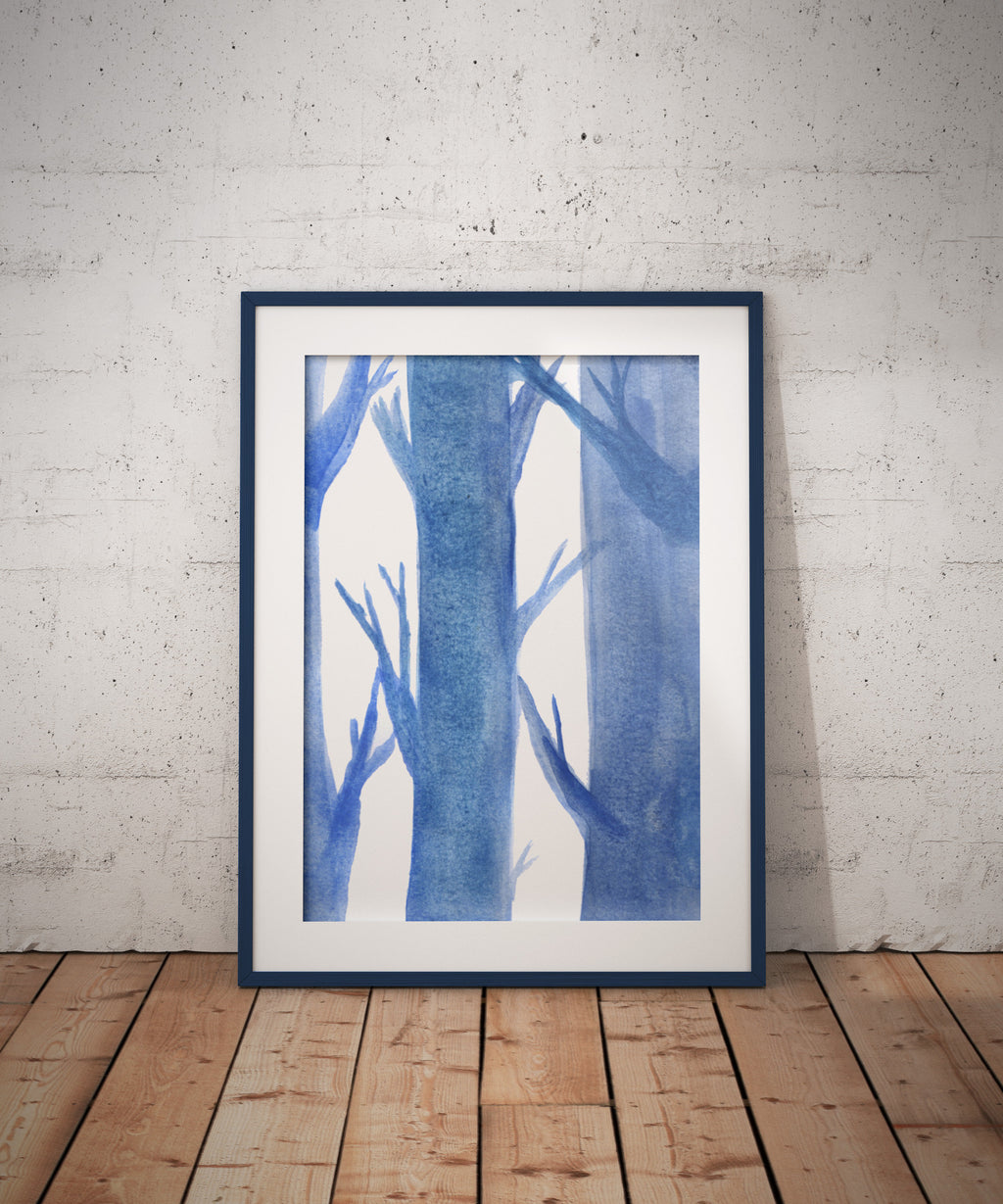 Monochromatic Trees - Watercolour - Art, Nature - Poster A4//A3