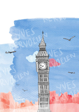 Big Ben - London - England // A4-A3 // Poster, Architecture, Art.